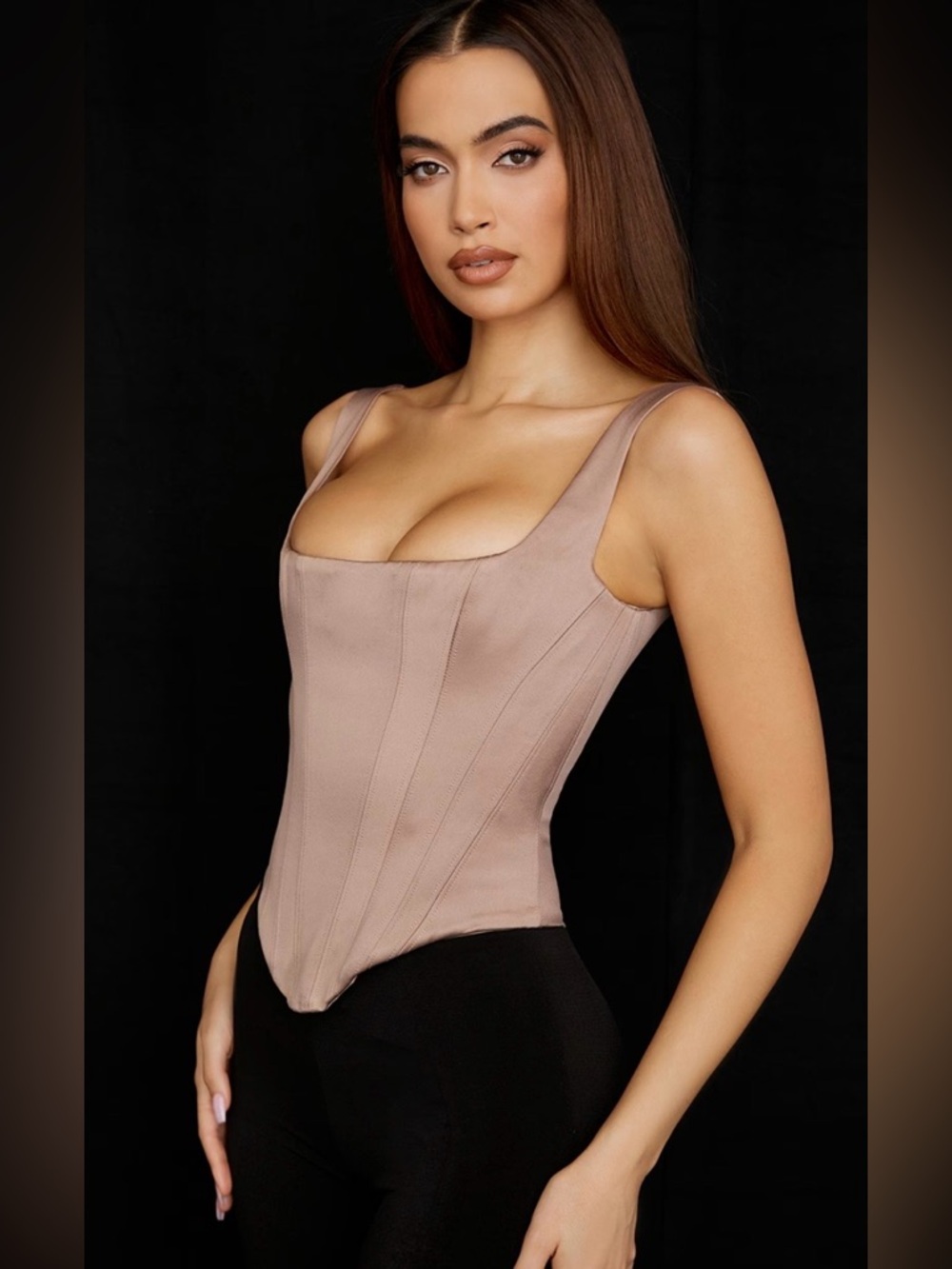 House of CB Taupe Sculpting Corset Tank Top